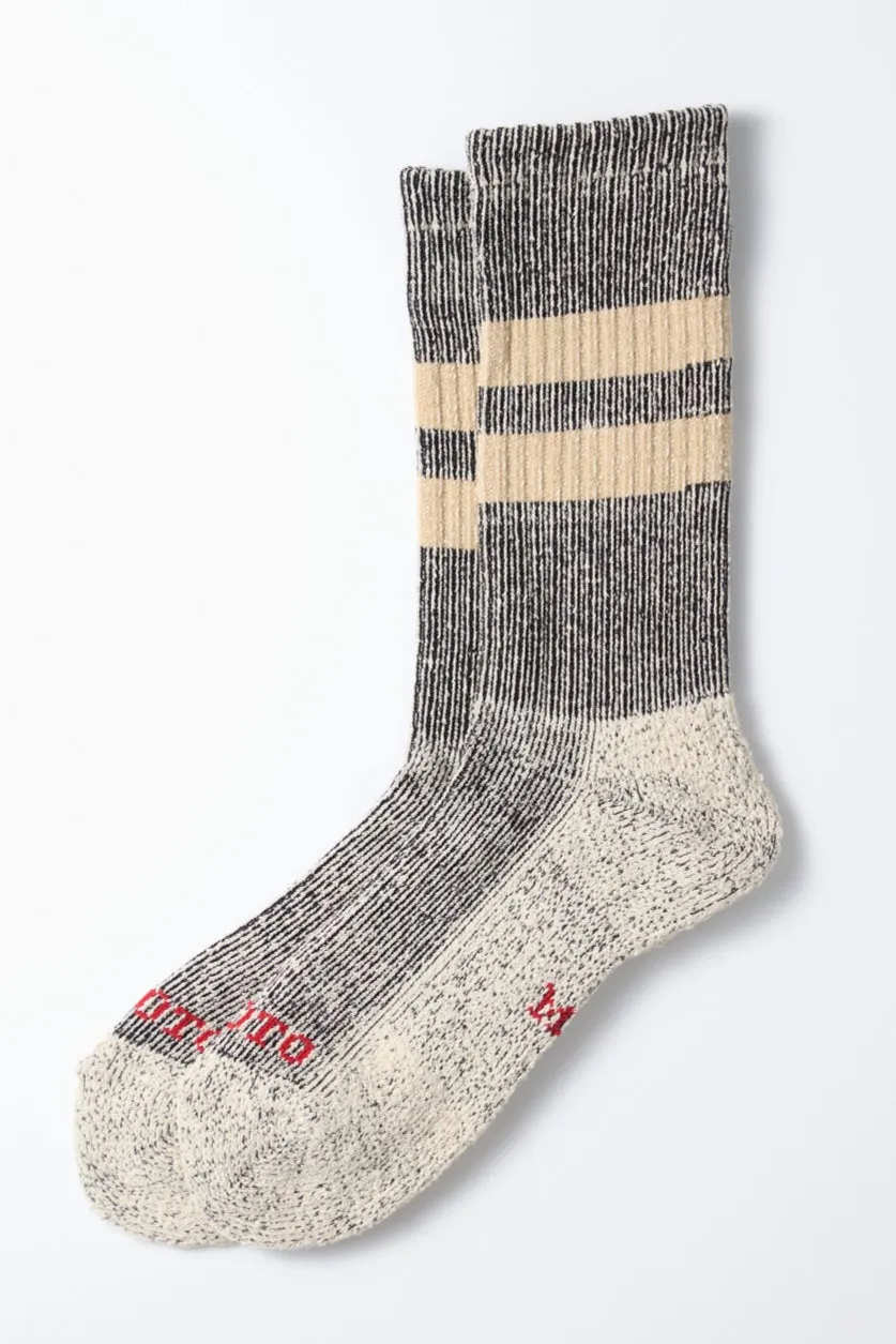 R1589 Pile Stripe Marl Sock Black/Beige