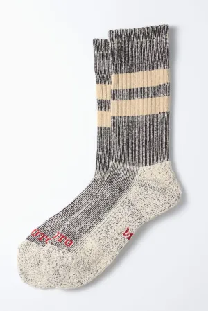 R1589 Pile Stripe Marl Sock Black/Beige