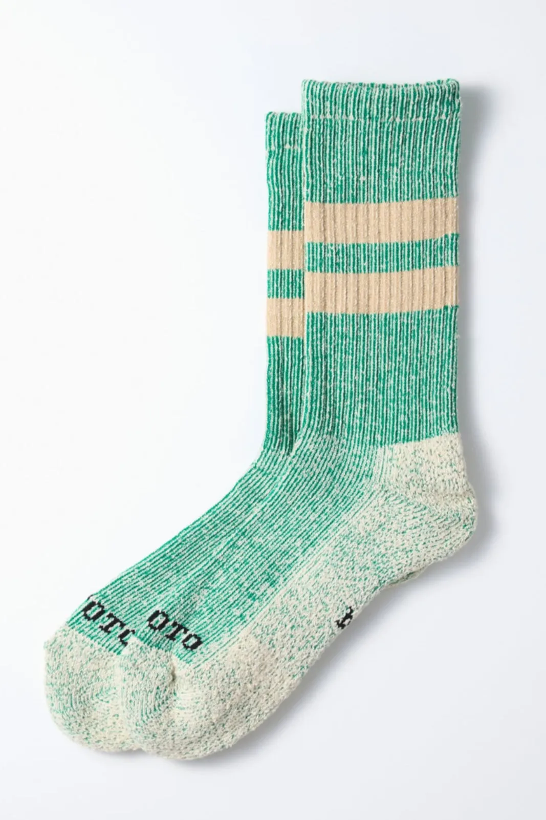 R1589 Pile Stripe Marl Sock Green/Beige