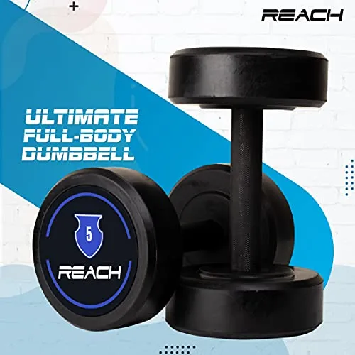 Reach Dumbbell 5 kg Round Dumbbell Set - Pair of 2, 10 kg (Black/Silver)
