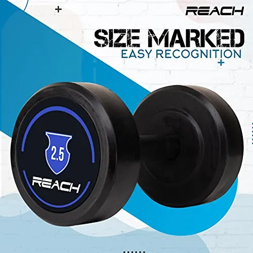 Reach round dumbbell weights for strength training at home and gym ( 2.5kg pair )
