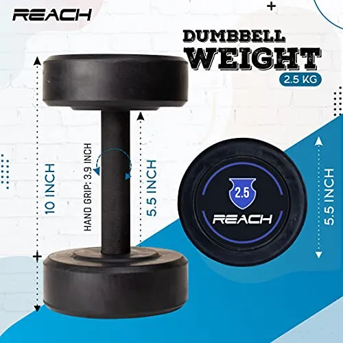 Reach round dumbbell weights for strength training at home and gym ( 2.5kg pair )