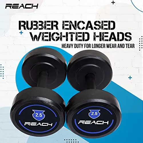Reach round dumbbell weights for strength training at home and gym ( 2.5kg pair )