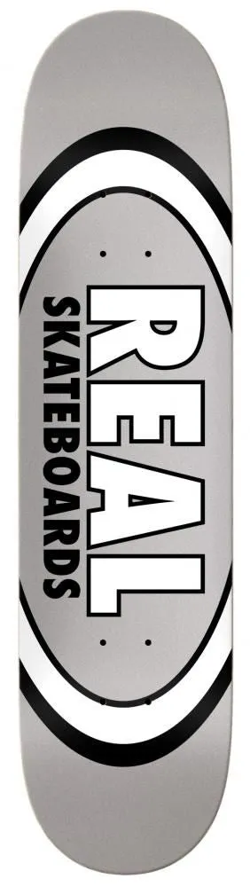 Real Team Classic Oval True Mid Silver Custom Complete Skateboard - 7.75"