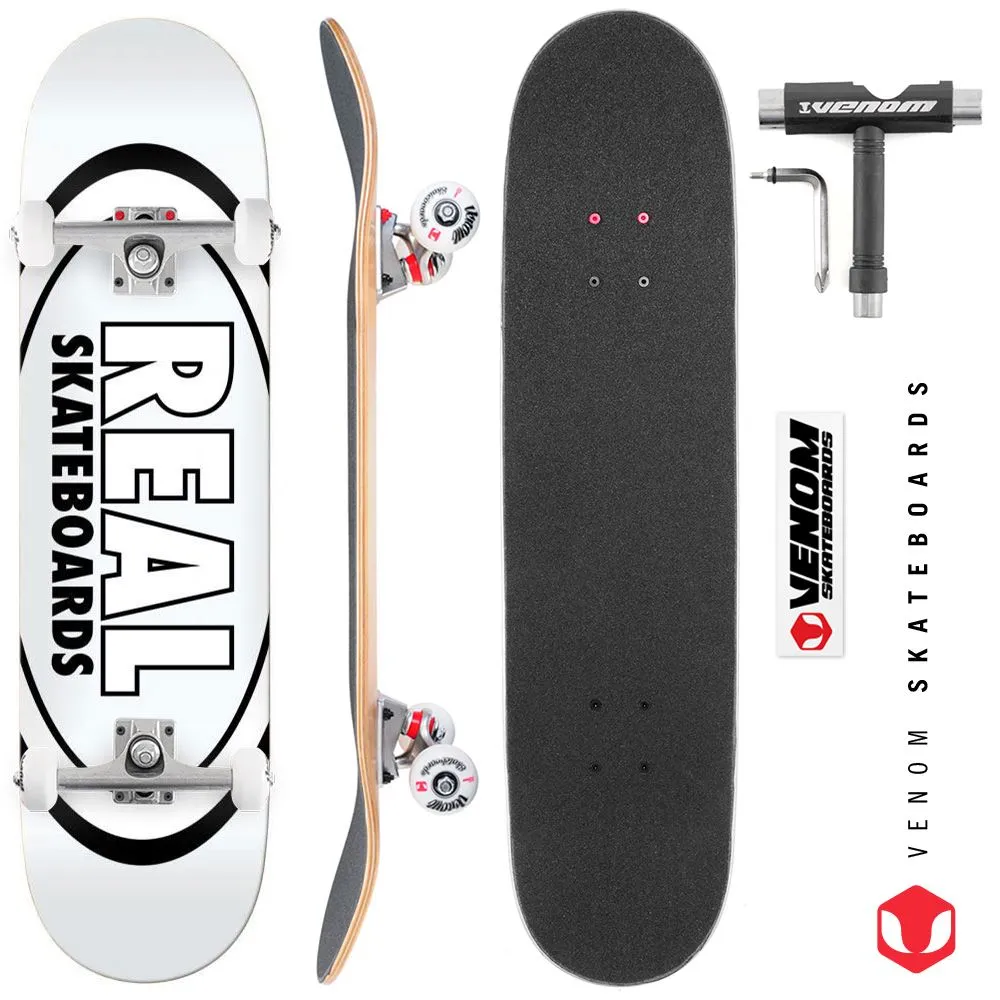 Real Team Classic Oval White Custom Complete Skateboard - 8.38"