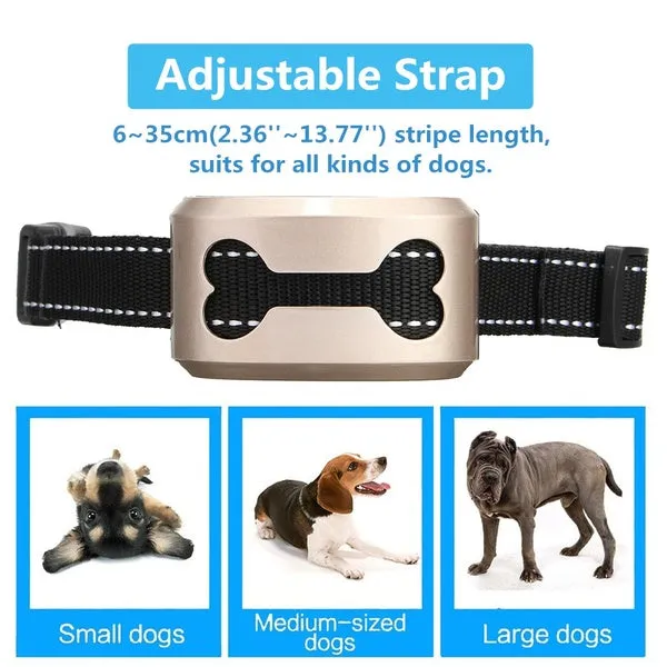 Rechargeable Anti Bark Control Collar Waterproof Ultrasonic Vibration Shock Pet Dog Training Collars