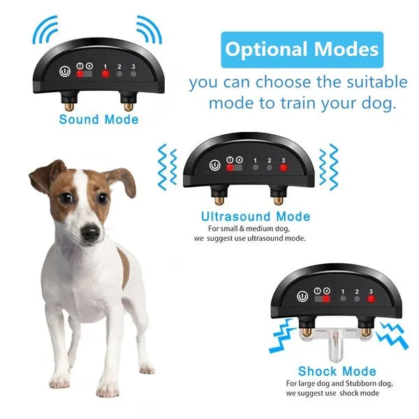 Rechargeable Anti Bark Control Collar Waterproof Ultrasonic Vibration Shock Pet Dog Training Collars