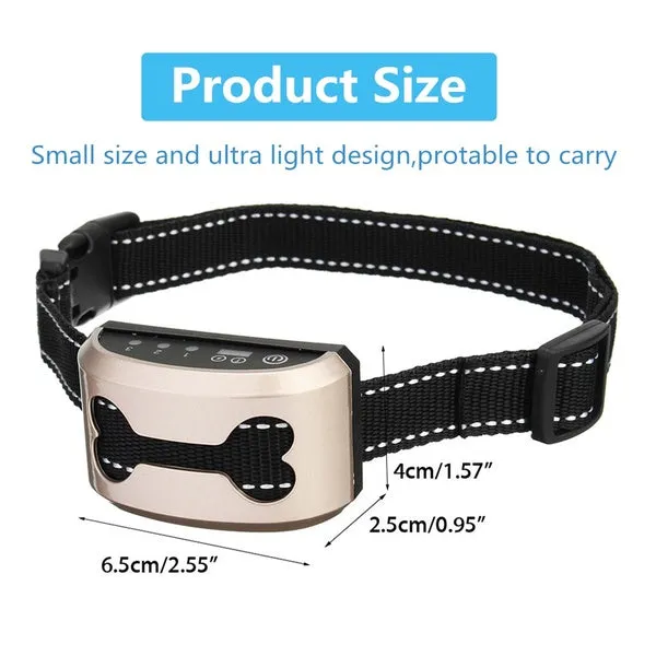 Rechargeable Anti Bark Control Collar Waterproof Ultrasonic Vibration Shock Pet Dog Training Collars