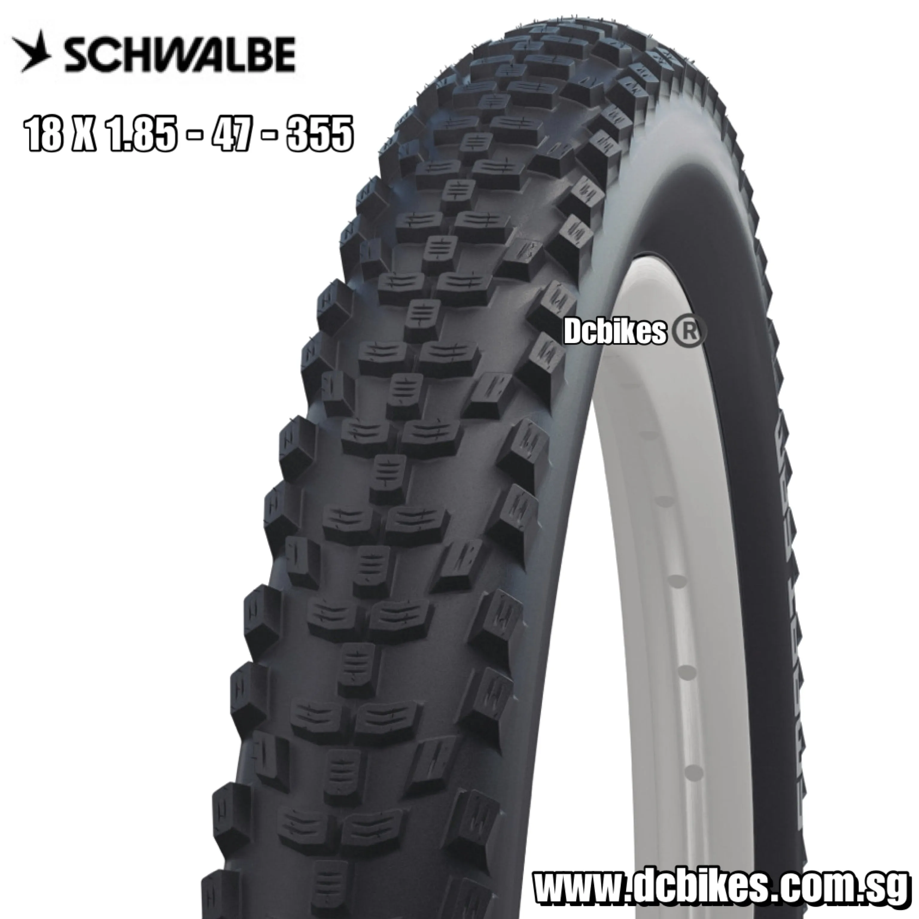 Schwalbe 18 X 1.85 Smart Sam Active Black N Roll | K-Guard Birdy Bicycle Wire Bead Tyres - Etrto: 47-355