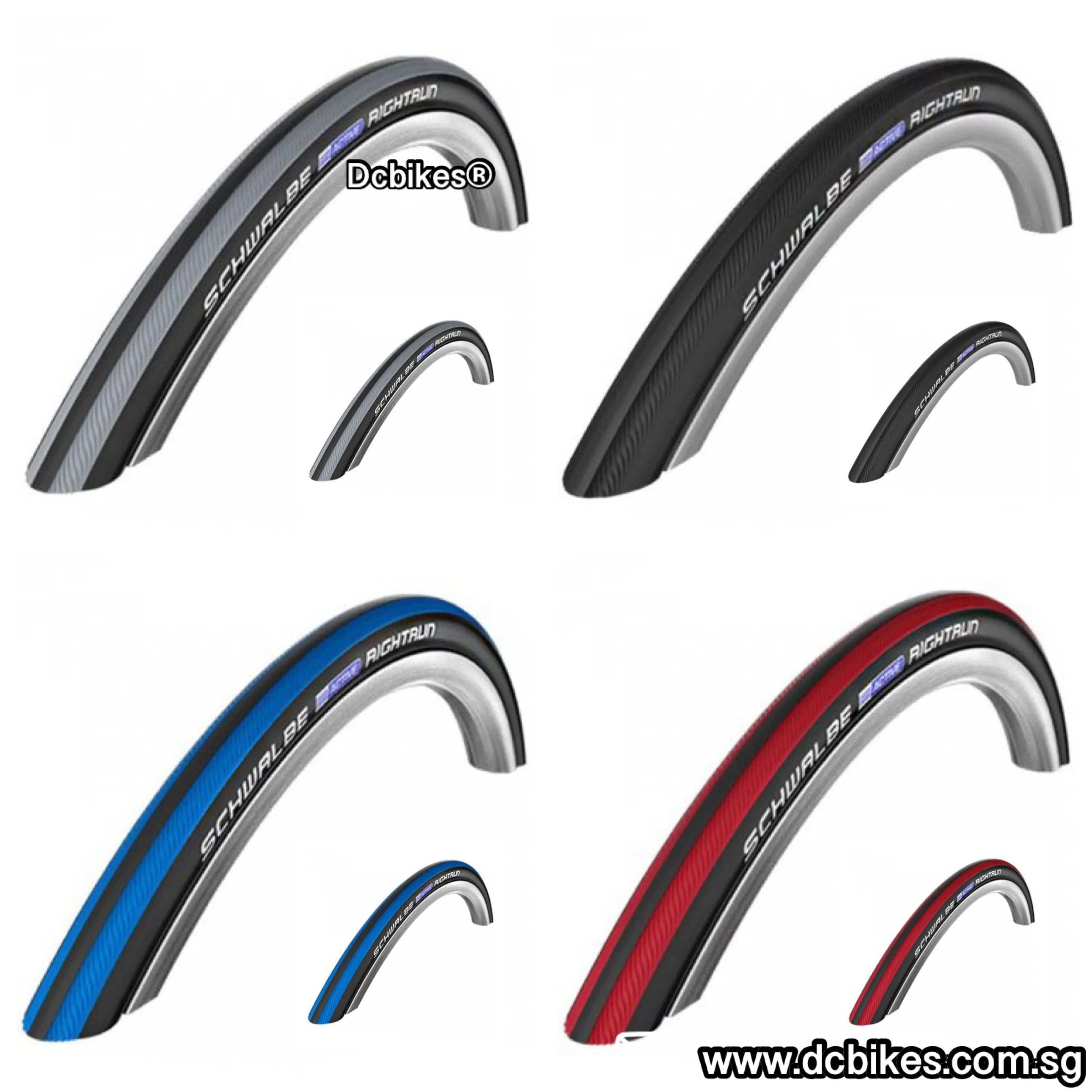 Schwalbe 22 | 24 X 1.0 Right Run 26 X 1.1 Black | Red | Grey Stripes Wired Tyres For Wheel Chair/Bicycle Etrto : 25-540/28-559 (2 Tires) 