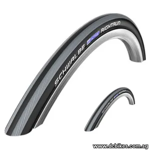 Schwalbe 22 | 24 X 1.0 Right Run 26 X 1.1 Black | Red | Grey Stripes Wired Tyres For Wheel Chair/Bicycle Etrto : 25-540/28-559 (2 Tires) 