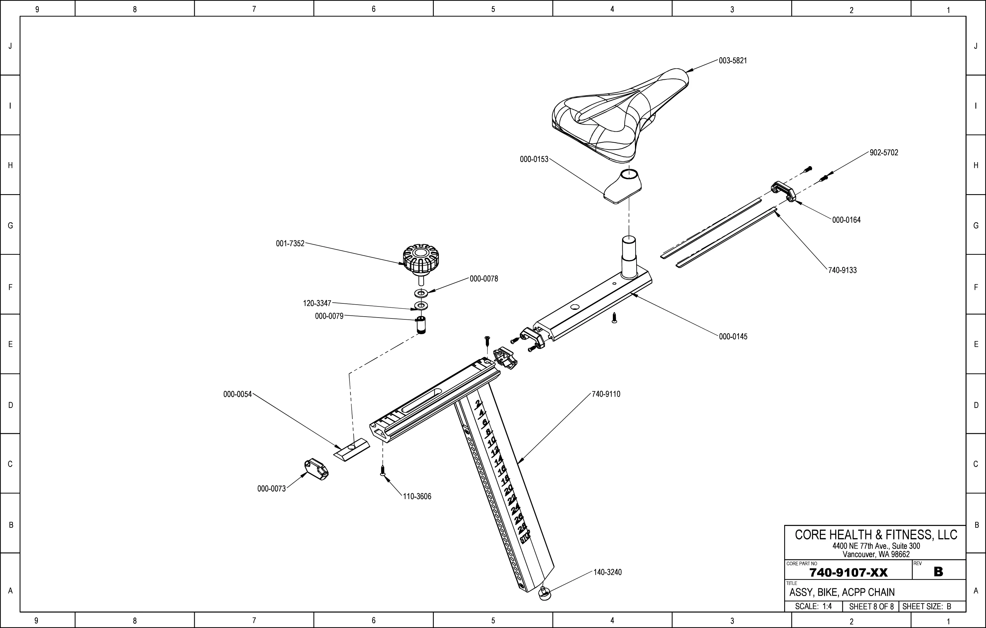 Schwinn Seat, Post, and Slide Weldment Kit - Indoor Cycling Parts