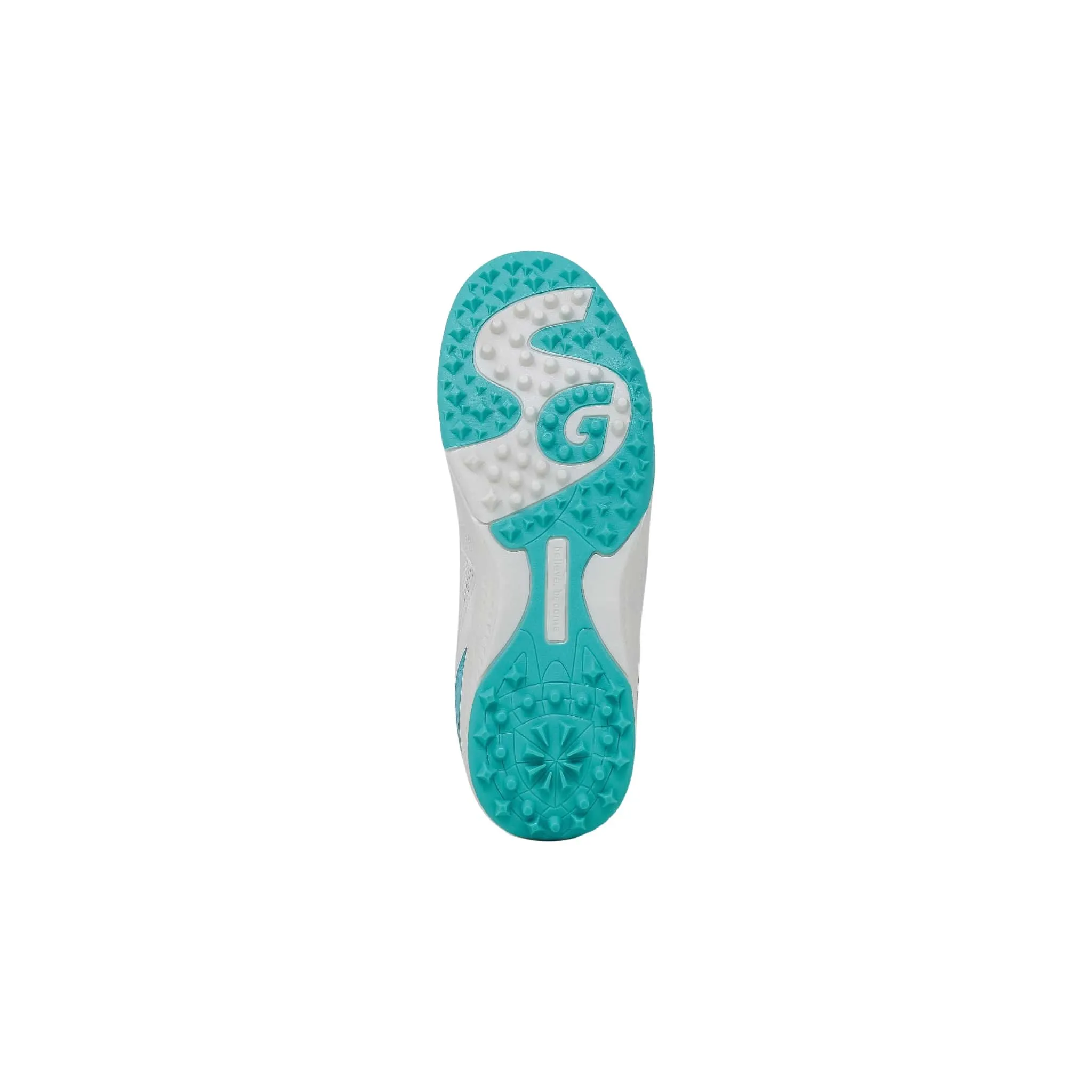 SG Fusion Rubber Cricket Shoes White Teal Size