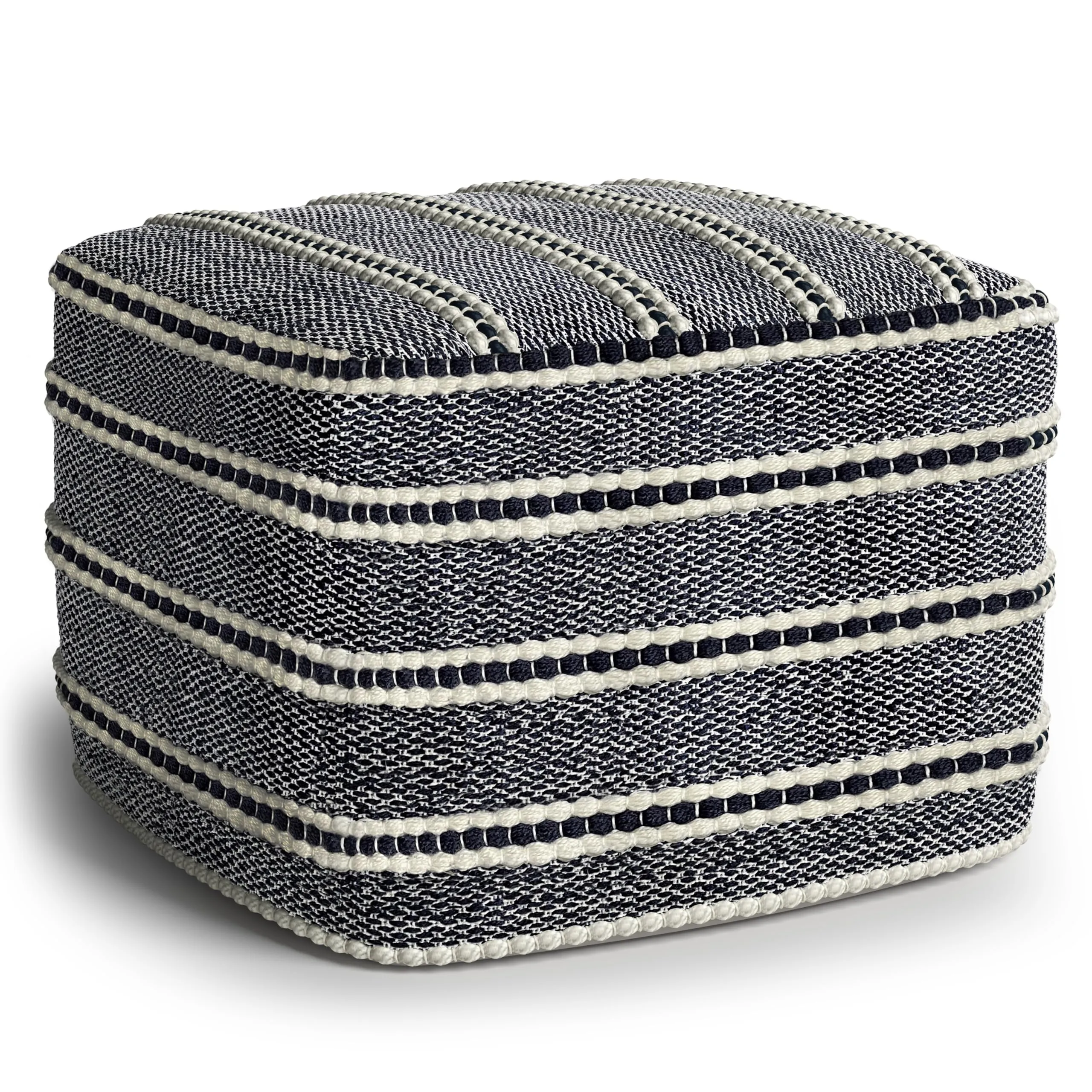 SIMPLIHOME Corrie 18 Inch Boho Square Woven Outdoor/ Indoor Pouf in
