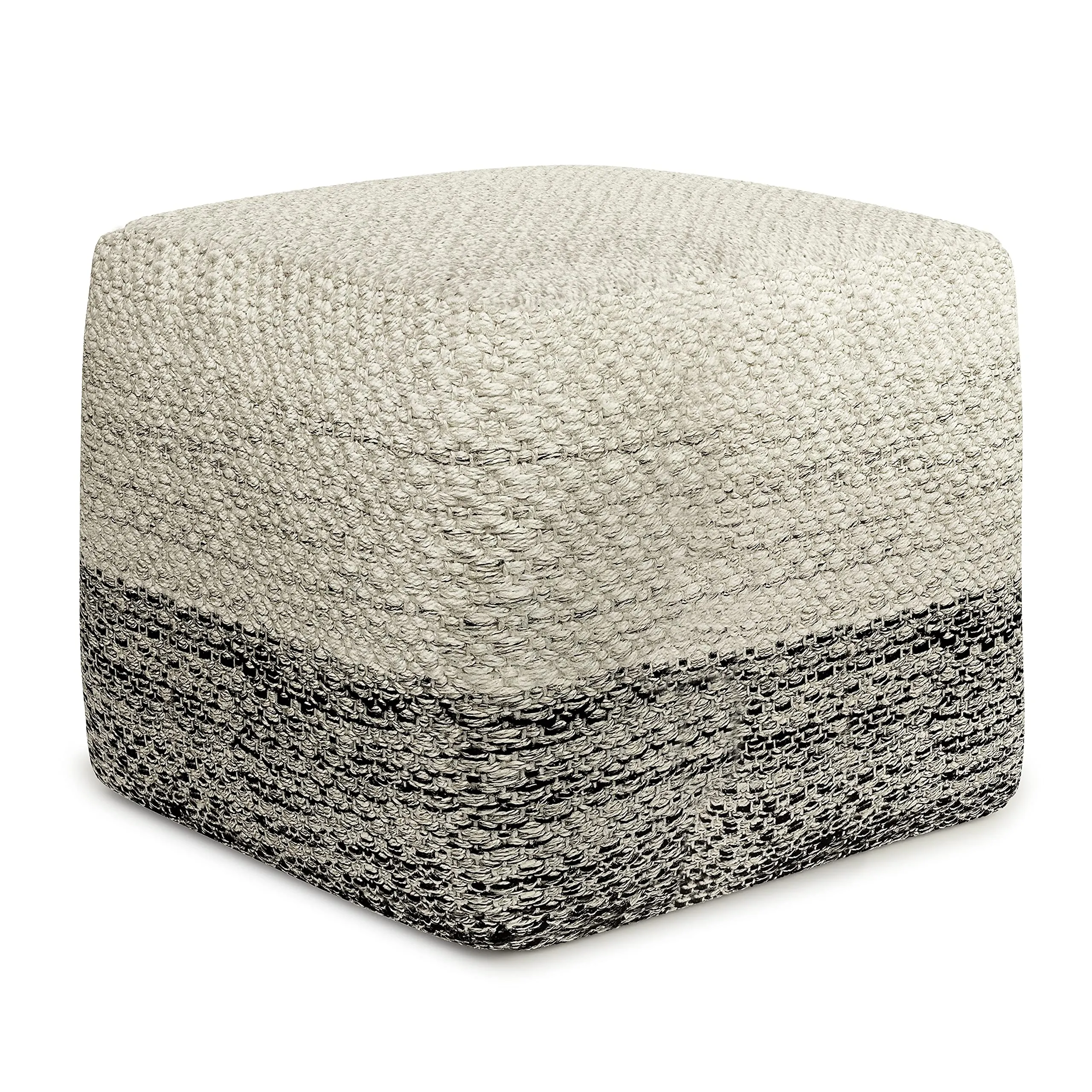 SIMPLIHOME Macie 18 Inch Boho Square Woven Outdoor/ Indoor Pouf in
