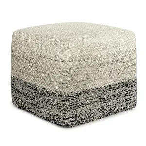 SIMPLIHOME Macie 18 Inch Boho Square Woven Outdoor/ Indoor Pouf in