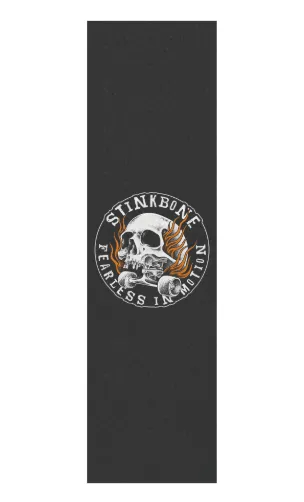 StinkBone Flaming Skull Griptape Black 33" Long X 9" Wide