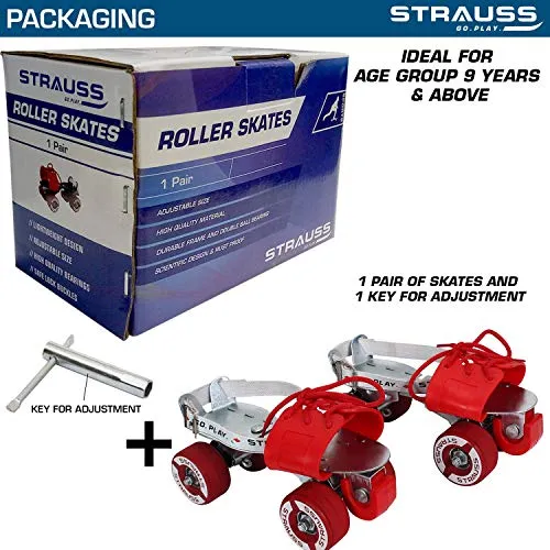 Strauss Tenacity Roller Skates, for (6-8 Years), (Silver)