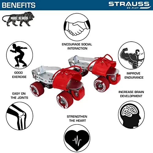 Strauss Tenacity Roller Skates, for (6-8 Years), (Silver)