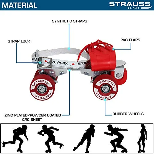 Strauss Tenacity Roller Skates, for (6-8 Years), (Silver)