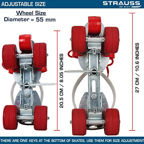 Strauss Tenacity Roller Skates, for (6-8 Years), (Silver)
