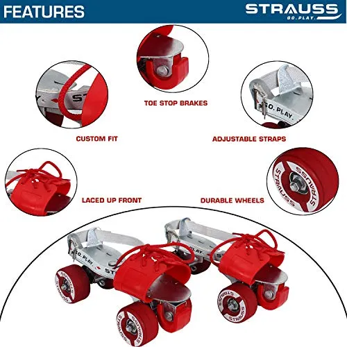 Strauss Tenacity Roller Skates, for (6-8 Years), (Silver)