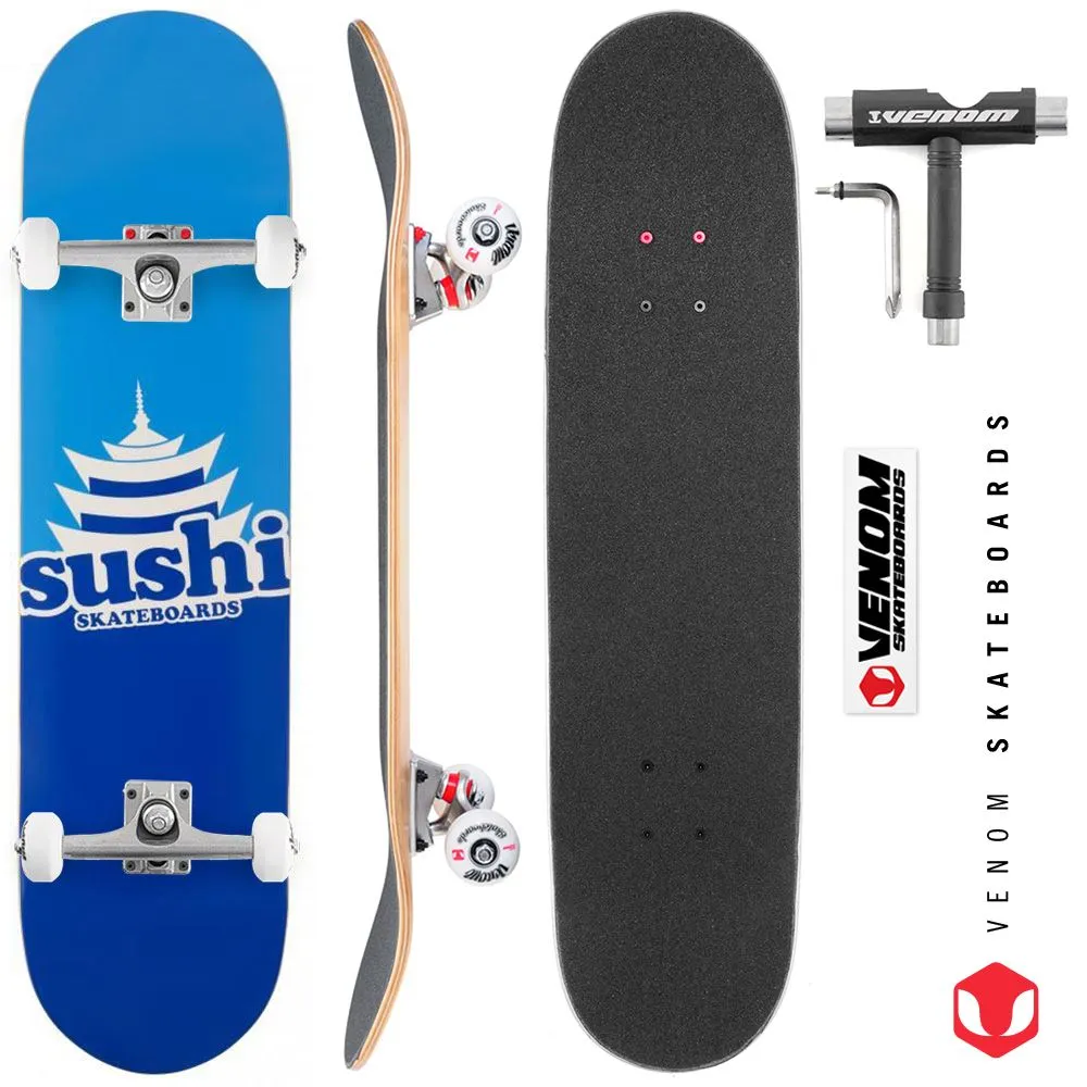 Sushi Pagoda Logo Blue Custom Complete Skateboard - 8.0"