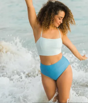 Textured Seafoam Surf Crop (L) - Final Sale