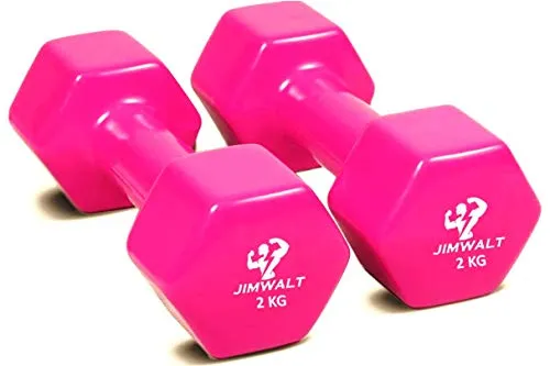 The Indian Made Jimwalt Premium Half Coating Vinyl Dumbbells 0.5KG to 10KG Proudly Made in India (2 2=4)…