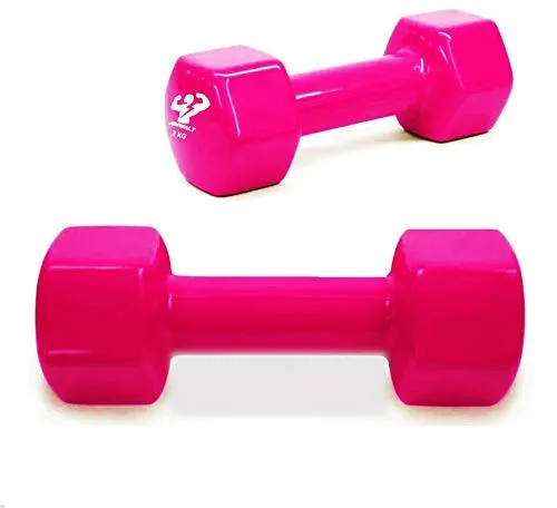 The Indian Made Jimwalt Premium Half Coating Vinyl Dumbbells 0.5KG to 10KG Proudly Made in India (2 2=4)…