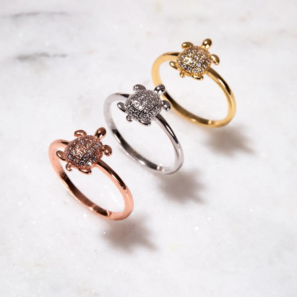 Tortuga | .925 Sterling Silver | CZ Diamond Sea Turtle Ring