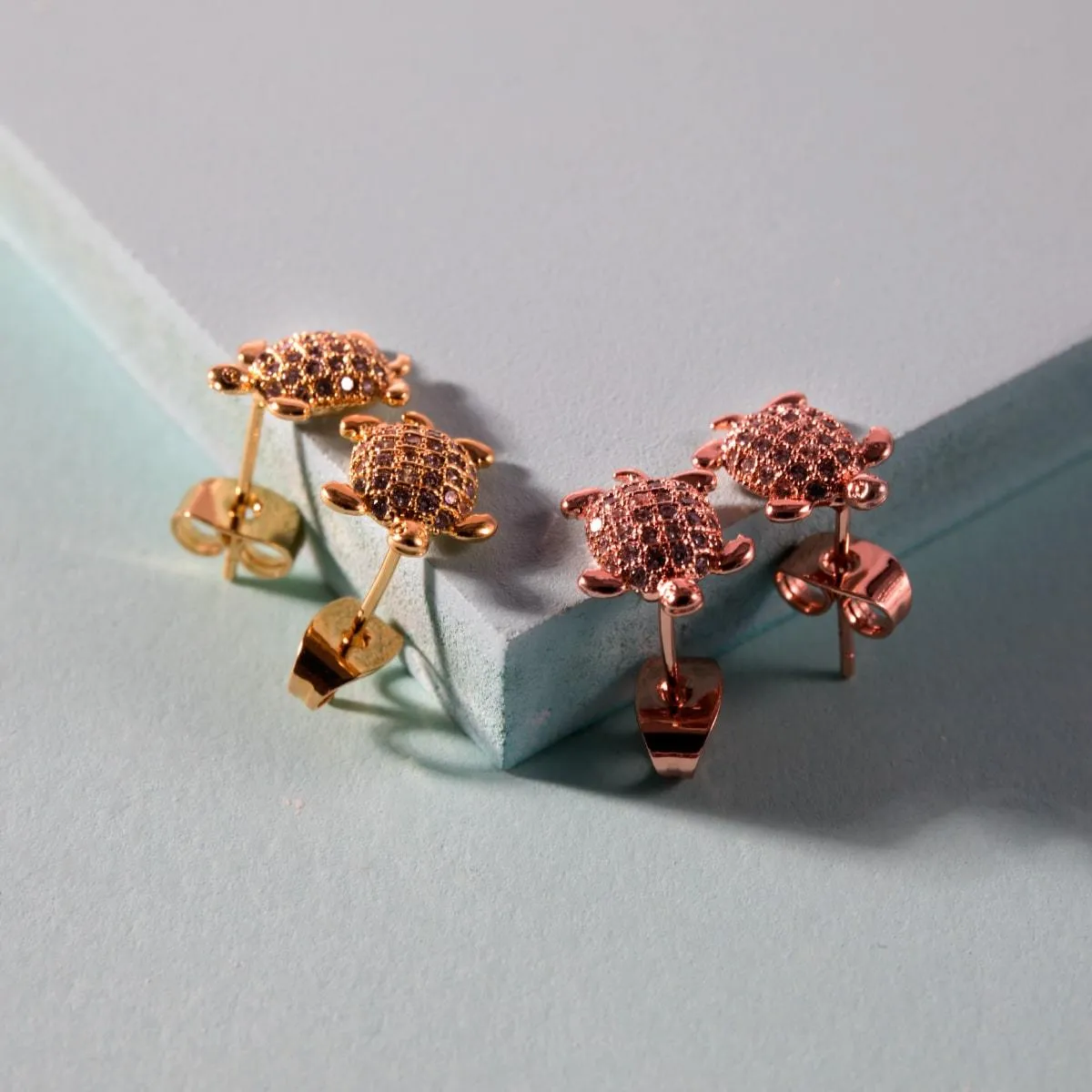 Tortuga | Gold Vermeil | CZ Diamond Sea Turtle Earrings