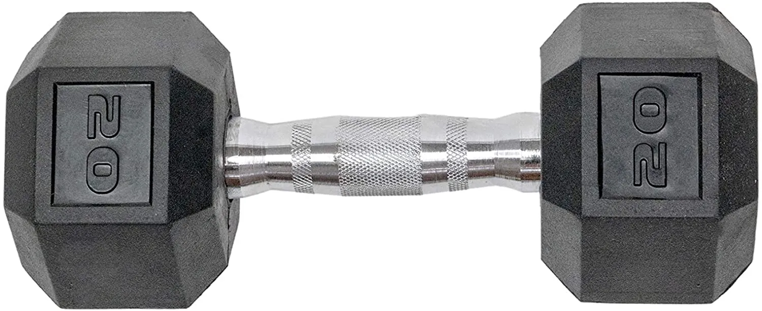 Tru Grit Fitness Rubber Hex Dumbbells Set of 2 - Handcrafted with Solid Cast-Iron Core, Ergonomic Chrome-Plated Handles, Hexagonal Form, and Heavy-Duty Hex Rubber Heads