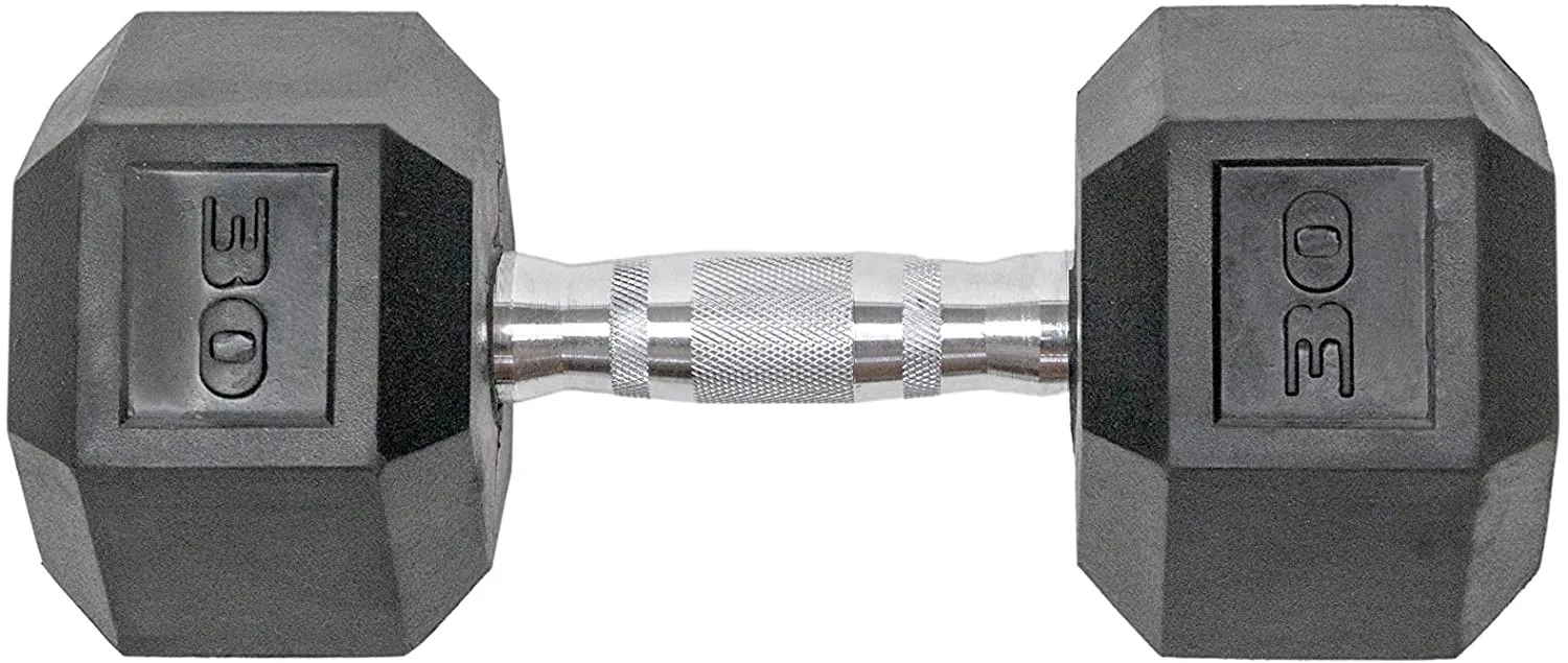 Tru Grit Fitness Rubber Hex Dumbbells Set of 2 - Handcrafted with Solid Cast-Iron Core, Ergonomic Chrome-Plated Handles, Hexagonal Form, and Heavy-Duty Hex Rubber Heads