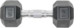 Tru Grit Fitness Rubber Hex Dumbbells Set of 2 - Handcrafted with Solid Cast-Iron Core, Ergonomic Chrome-Plated Handles, Hexagonal Form, and Heavy-Duty Hex Rubber Heads