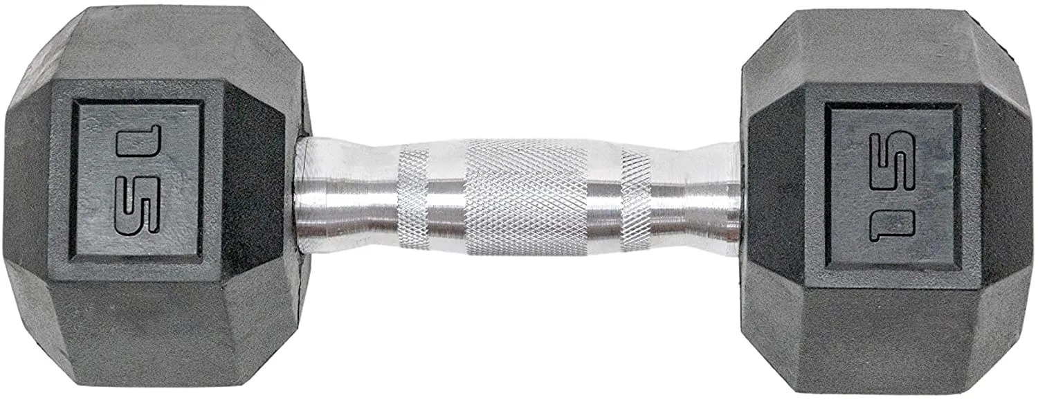 Tru Grit Fitness Rubber Hex Dumbbells Set of 2 - Handcrafted with Solid Cast-Iron Core, Ergonomic Chrome-Plated Handles, Hexagonal Form, and Heavy-Duty Hex Rubber Heads