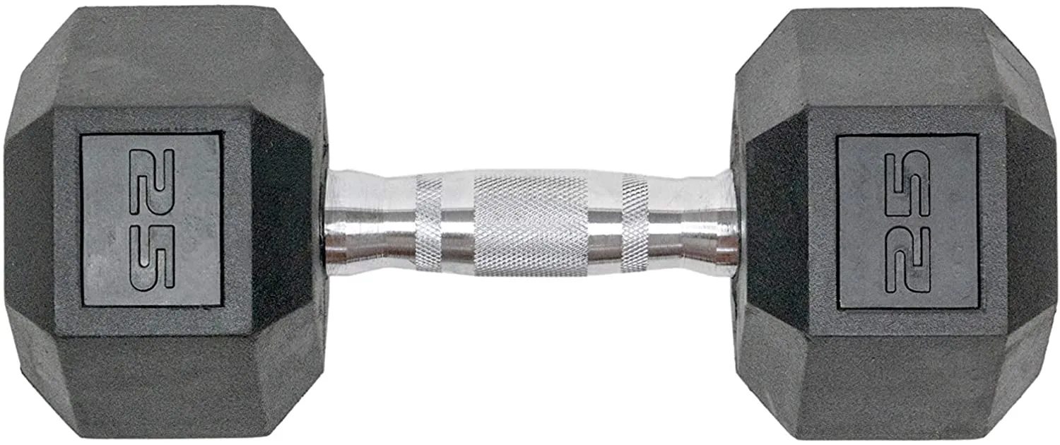 Tru Grit Fitness Rubber Hex Dumbbells Set of 2 - Handcrafted with Solid Cast-Iron Core, Ergonomic Chrome-Plated Handles, Hexagonal Form, and Heavy-Duty Hex Rubber Heads