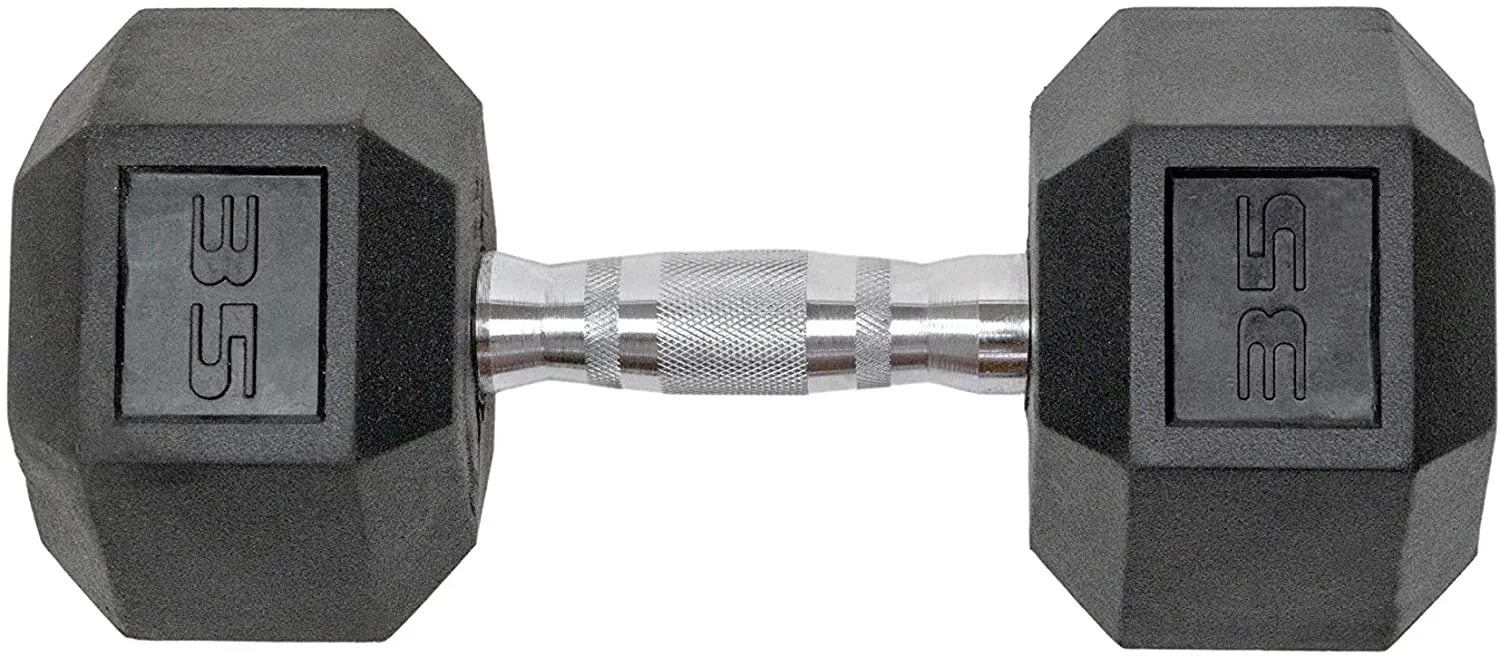 Tru Grit Fitness Rubber Hex Dumbbells Set of 2 - Handcrafted with Solid Cast-Iron Core, Ergonomic Chrome-Plated Handles, Hexagonal Form, and Heavy-Duty Hex Rubber Heads