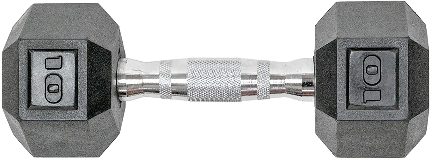 Tru Grit Fitness Rubber Hex Dumbbells Set of 2 - Handcrafted with Solid Cast-Iron Core, Ergonomic Chrome-Plated Handles, Hexagonal Form, and Heavy-Duty Hex Rubber Heads