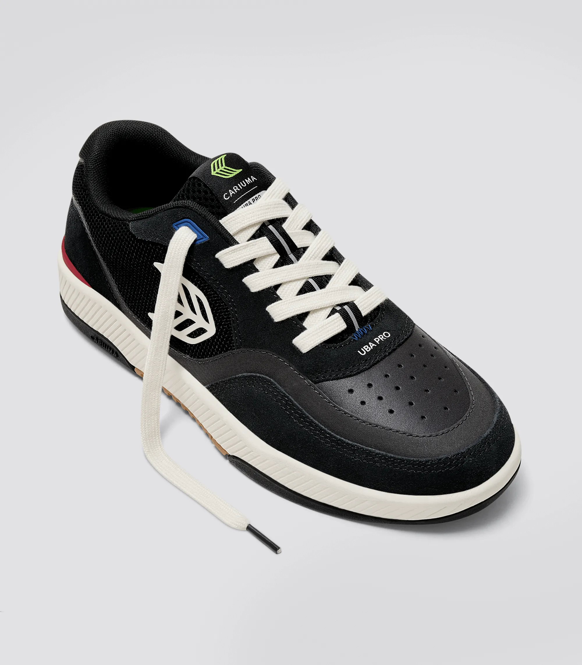 UBA PRO Black Suede and Mesh Ivory Logo Red Sneaker Men