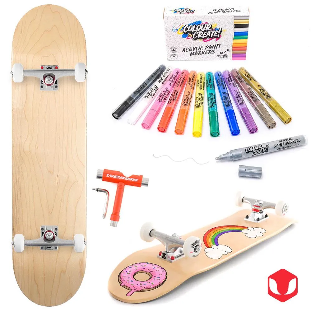Venom Skateboards Complete Skateboard & Pens Natural - 8"