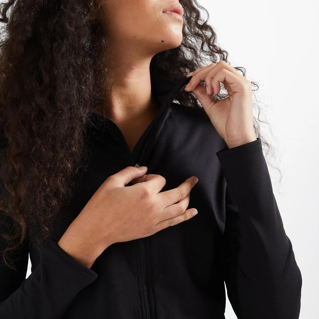 Veste coupe droite Fitness Cardio Femme Noire