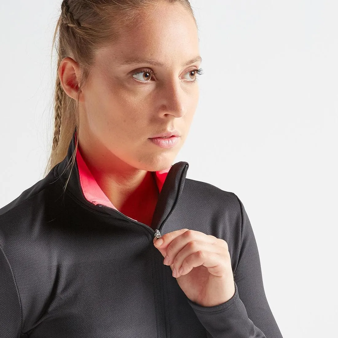 Veste coupe droite Fitness Cardio Femme Noire