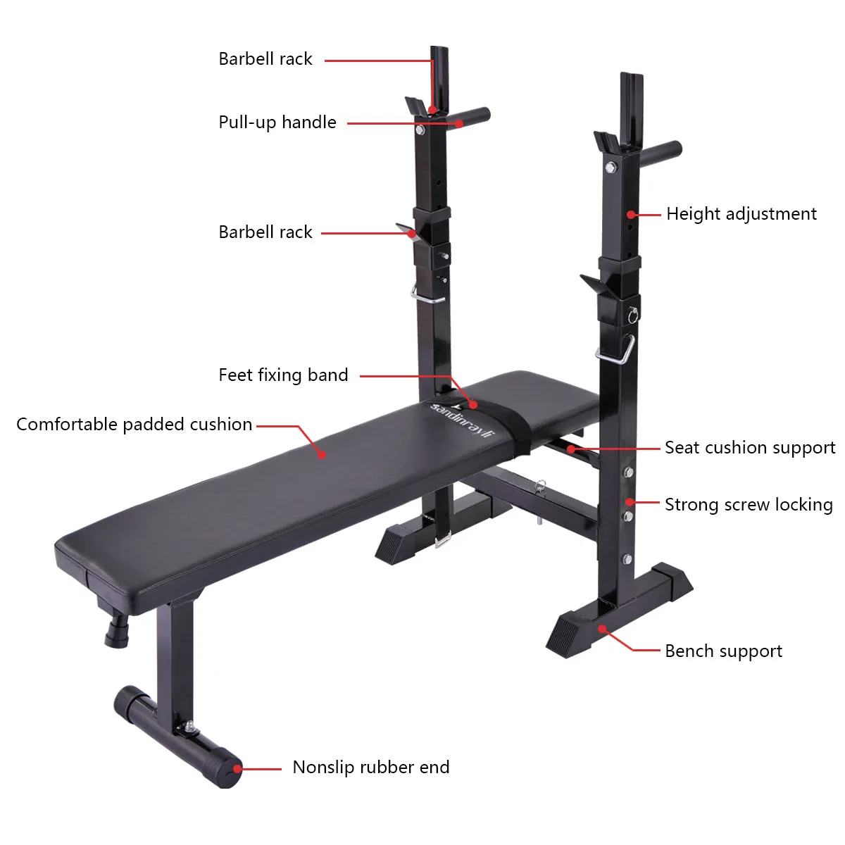 Weight Lifting Folding Bench With Rack