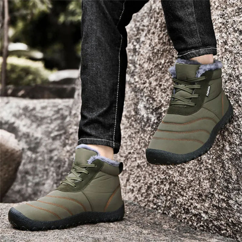 Winter Soft Sole Warm Flat Waterproof Ankle Snow Boots for Men
