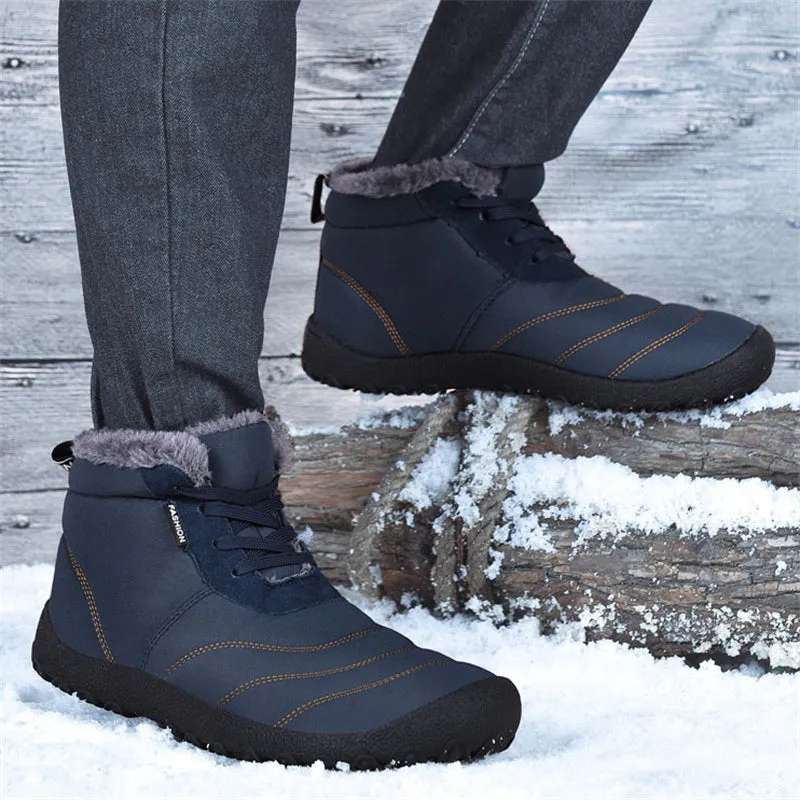 Winter Soft Sole Warm Flat Waterproof Ankle Snow Boots for Men