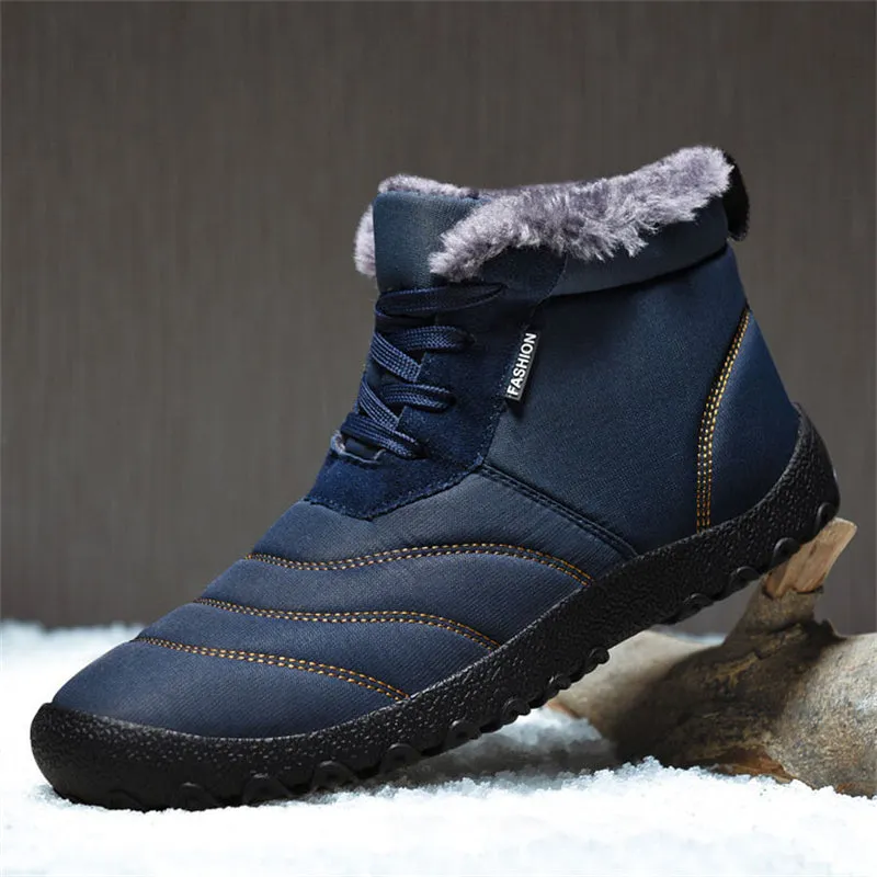Winter Soft Sole Warm Flat Waterproof Ankle Snow Boots for Men