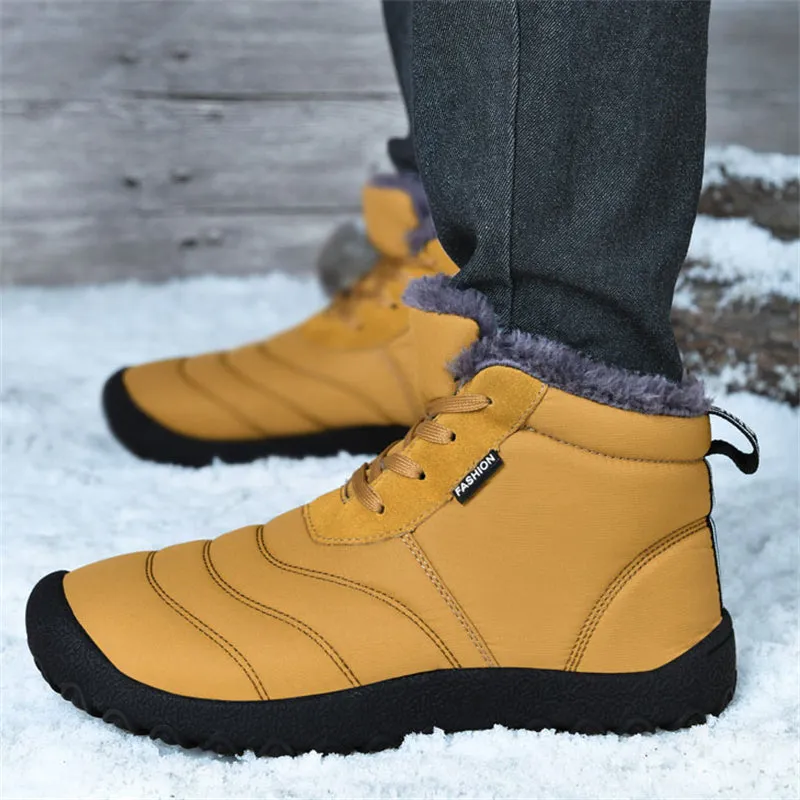 Winter Soft Sole Warm Flat Waterproof Ankle Snow Boots for Men