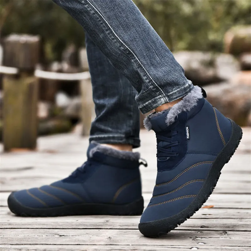 Winter Soft Sole Warm Flat Waterproof Ankle Snow Boots for Men
