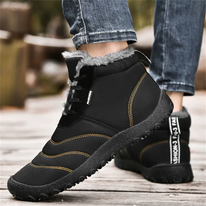 Winter Soft Sole Warm Flat Waterproof Ankle Snow Boots for Men